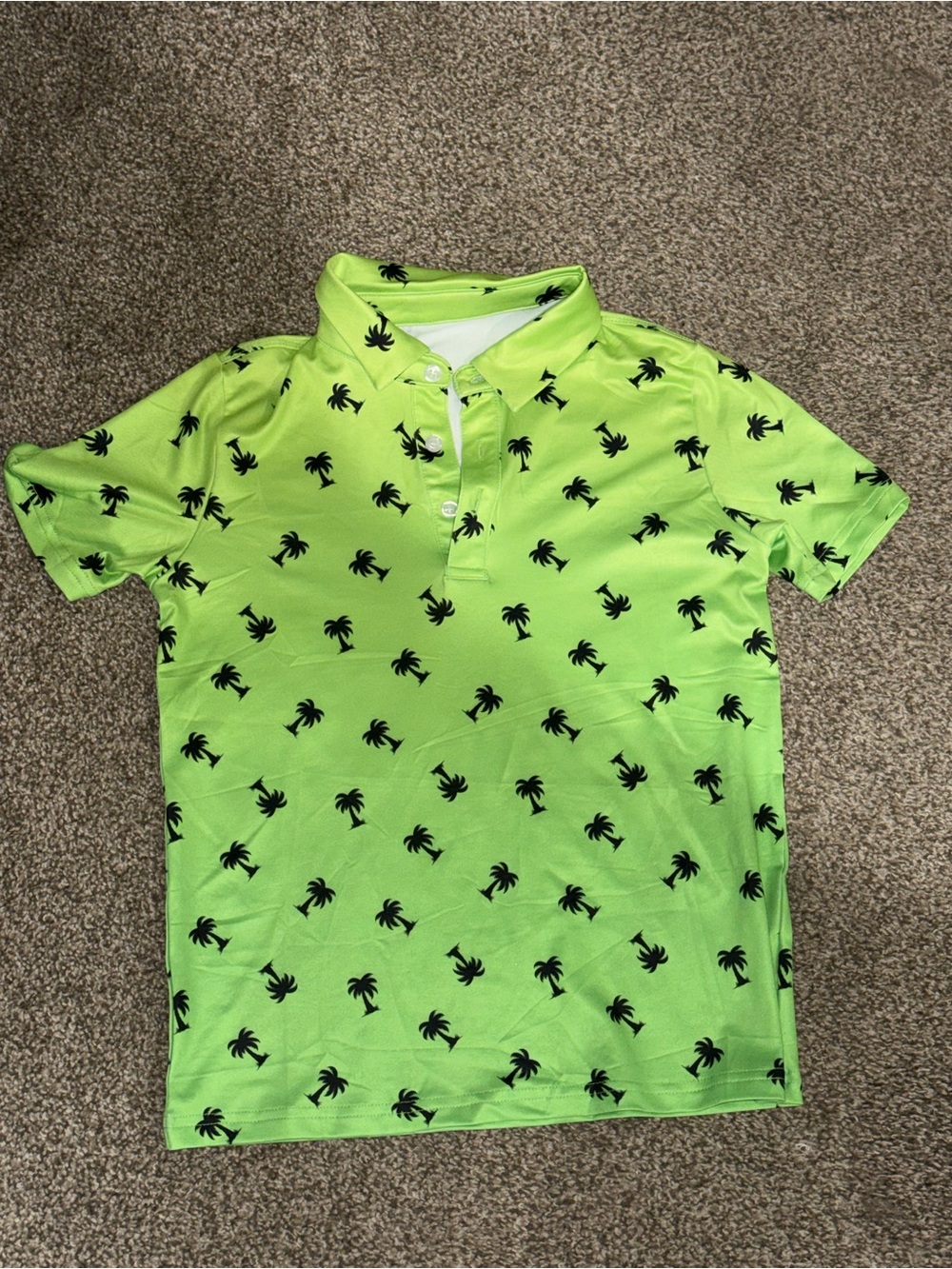 Kids Neon Green Palm Tree Polo Shirt